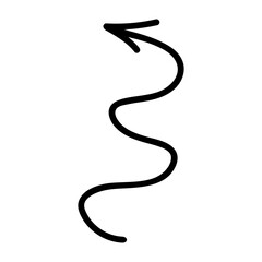 Hand-drawn black arrow on transparent background, doodle style