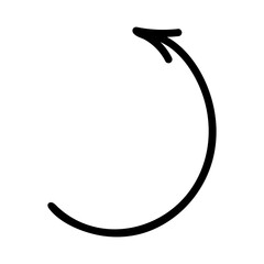 Hand-drawn black arrow on transparent background, doodle style