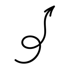 Hand-drawn black arrow on transparent background, doodle style