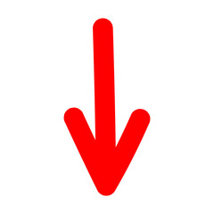 Red arrow on transparent background, doodle style