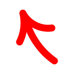 Red arrow on transparent background, doodle style