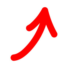 Red arrow on transparent background, doodle style