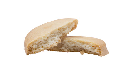 Broken Butter Cookie on White Background