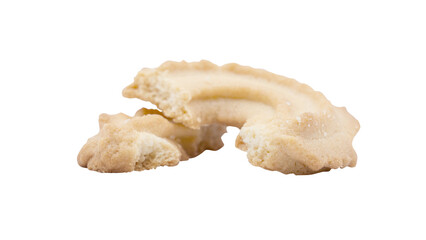 Broken Golden Ring Cookie on White Surface