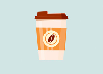 Illustration of a sustainable takeaway coffee cup with a logo on a light background