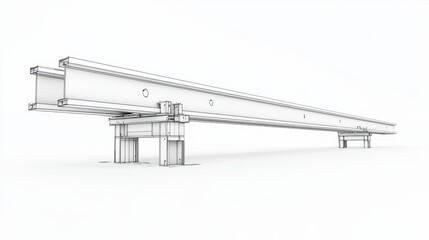 Long concrete beam supported on pillars in a construction site at dusk showcasing modern architectural engineering techniques