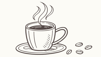 Obraz premium Vector illustration of a steaming cup of coffee isolated on Transparent Background