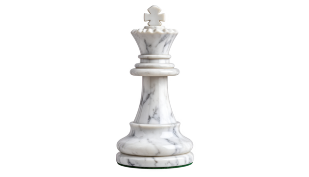 White chess queen isolated on transparent background