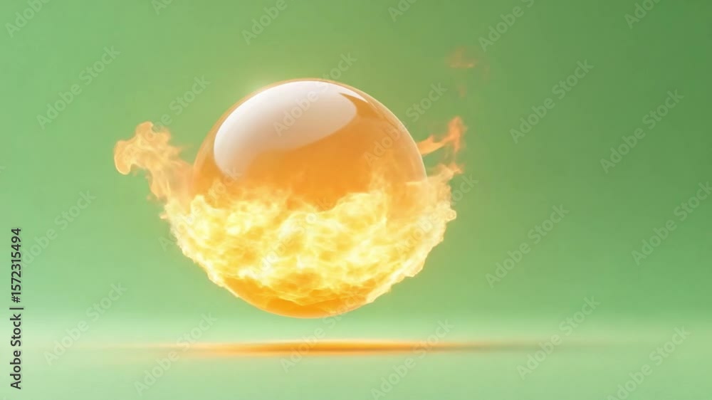 Poster burning sphere: a mesmerizing, three-dimensional rendered image of a sphere enveloped in dynamic fla