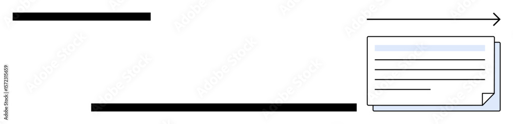 Poster horizontal arrow pointing to a document with text, symbolizing organized processes. ideal for busine