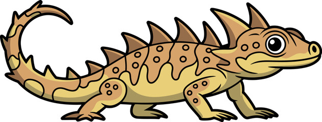 Obraz premium Cartoon horned lizard vector illustration drawing of desert animal reptile isolated on white background