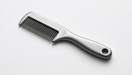 a minimal clean brushed metal comb in the shape of a cylinder with flexible outer shell, no text or branding, isolated on pure white background, ultra high resolution.