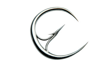 Closeup of a shiny fishing hook isolated on a transparent background