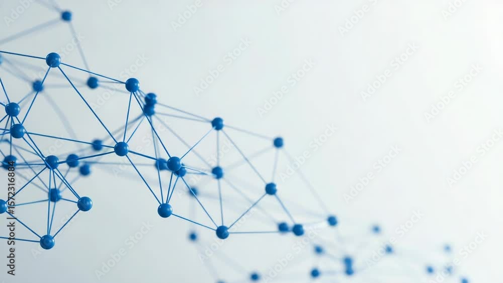 Poster a blue network of connected nodes represents data and technological connection