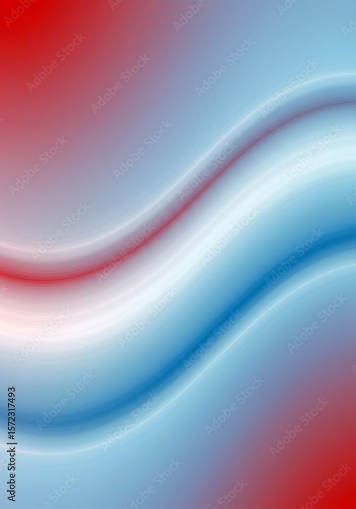 Poster abstract liquid art: flowing red and blue lines, creating a sense of movement and depth.