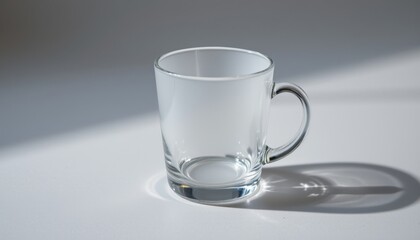 a minimal clean frosted crystal mug in the shape of a ring with hollow interior, no text or branding, isolated on pure white background, ultra high resolution.