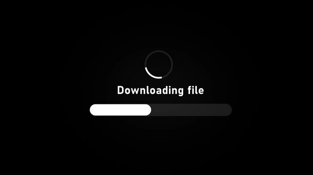 Glowing downloading files with progress bar and download complete .4k video animation .