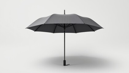 Fototapeta premium a minimal clean brushed metal umbrella in the shape of a cylinder with foldable parts, no text or branding, isolated on pure white background, ultra high resolution.