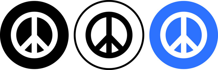 Peace icon set . purple peace symbol centered. representing harmony. non violence sign
