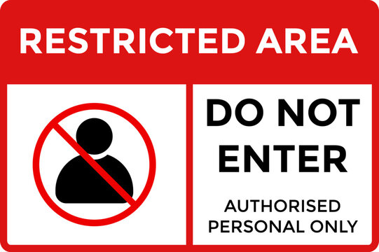 Restricted area authorized personnel only sign. private property warning limit access signboard. printable warning sticker. authorized personnel only
