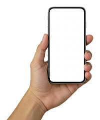 Naklejka na ściany i meble 白い背景 スマートフォン 手持ち クリーンなデザイン