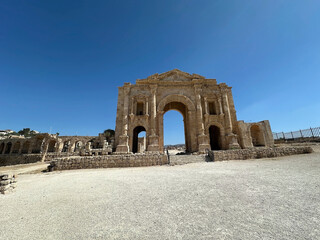 The Arch of Hadrian at the ancient city of Gerasa, now Jerash, Jordan