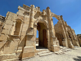 The ancient city of Gerasa, now Jerash, Jordan. The South Gate