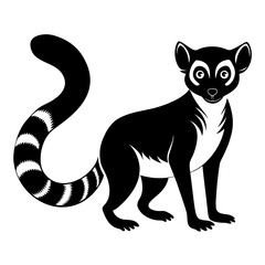 Fototapeta premium Lemur vector black animal silhouette on white background