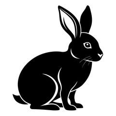 Obraz premium Rabbit vector black animal silhouette on white background