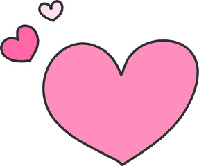Outlined Pink Hearts Trio – Hand-Drawn Love Clip-art PNG