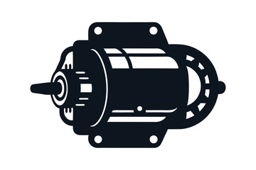 Starter motor silhouette on white background