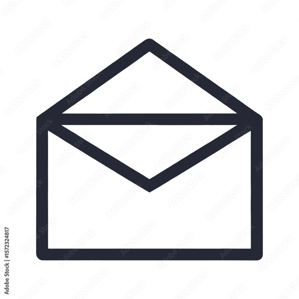 Poster an open mail envelope icon with a blank paper signifies a message, contact, or the send email button
