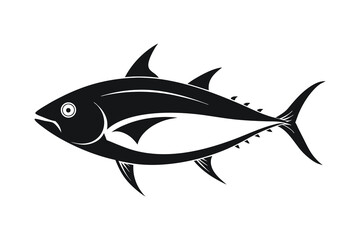 Obraz premium Tuna fish silhouette icon line art on white background