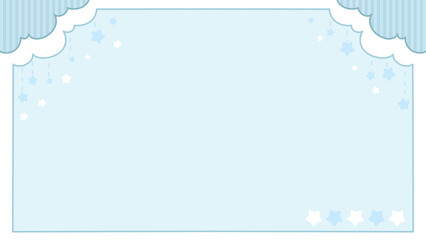 A cute illustration template drawn in a dream theme, decorated with white clouds and stars on a soft blue background. Suitable for writing, diaries, notebooks, for planning work and studying.
