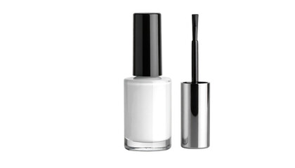 Obraz premium White nail polish bottle and applicator isolated on transparent background