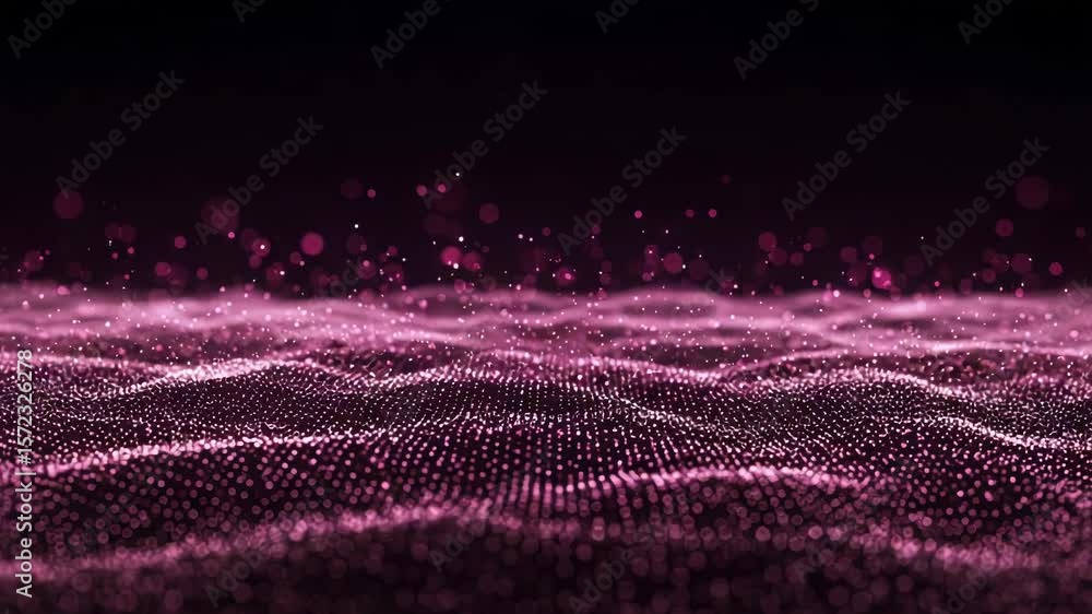 Poster abstract pink particles create a dynamic wave background with a modern and technological feel