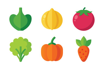 Vegetable and fruit outline icons set vector illustration on white background