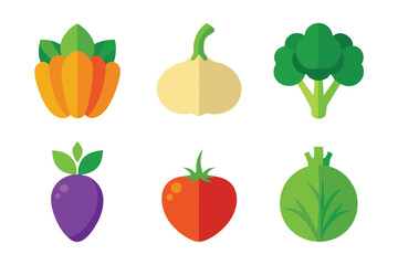Vegetable food icons set isolated on white background