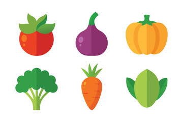 Vegetable food icons set isolated on white background