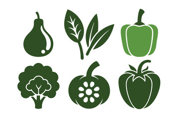 set of fresh vegetables silhouette vector illustration on white background