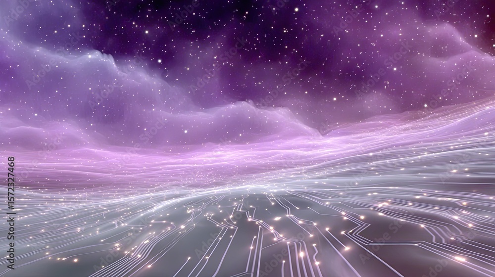 Aufkleber soft violet nebula glow behind circuit etched pattern