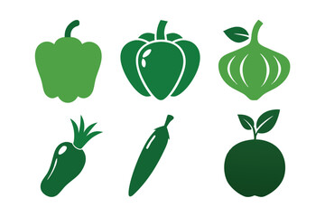 set of fresh vegetables silhouette vector illustration on white background