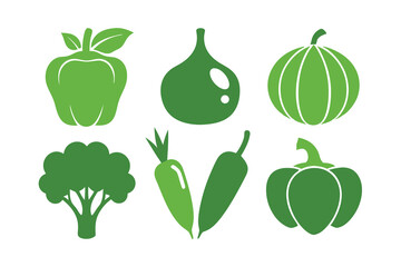 set of fresh vegetables silhouette vector illustration on white background