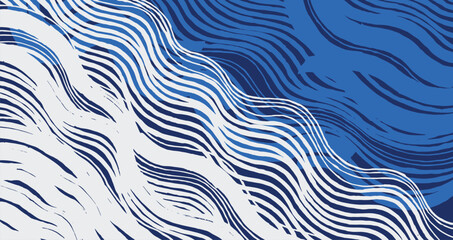Abstract hand-drawn wave background combining layered brush strokes in varying shades of blue. Organic curves and natural rhythm create a sense of movement and depth