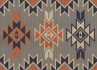 Navajo pattern.Square shape on grey background.Geometric shape.Brown pattern.Zigzag pattern.Seamless.Triangle shape.DIgital design.Illustration.Line.Design for skirt.Clothes.Carpet.Printing. Knitting