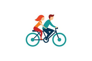 Couple riding bicycle keep the bond adventurous journey vector art illustration