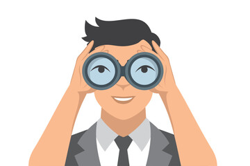businessman using binocular vector illustration design