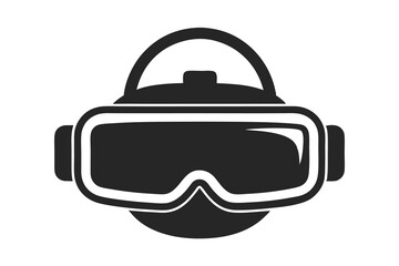 3d virtual reality black silhouette icon vector illustration on white background
