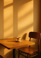 Warm sunlight, cozy coffee moment.