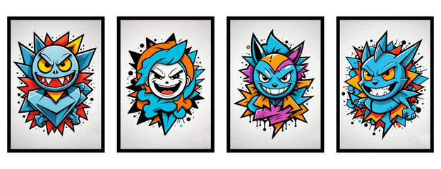 Obraz premium Cartoon. Pattern for T-shirts, covers, wallpapers, fabrics . Oil painting